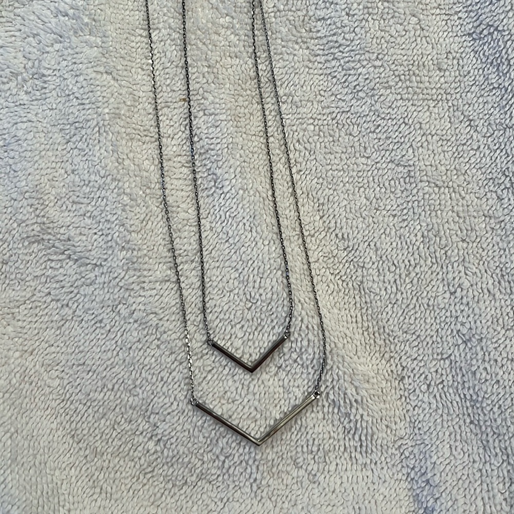 Silver Double Chain Long Necklace